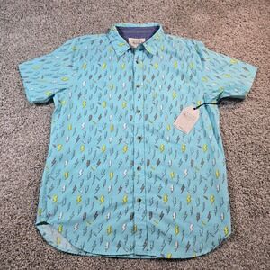 Straight Faded Lightning Bolt Print Button Down Shirt - Men's M - NWT‎
